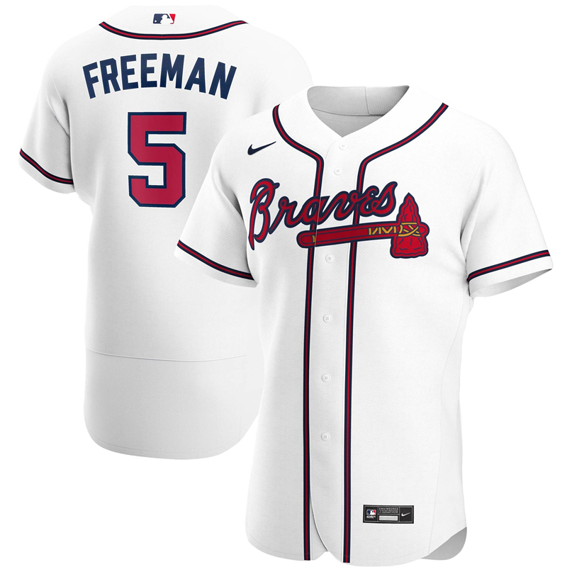2020 MLB Men Atlanta Braves #5 Freddie Freeman Nike White Home 2020 Authentic Player Jersey 1->atlanta braves->MLB Jersey
